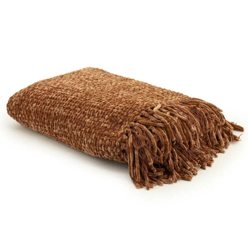 By-Boo plaid Hyde terracotta oranje B130 × H170 cm